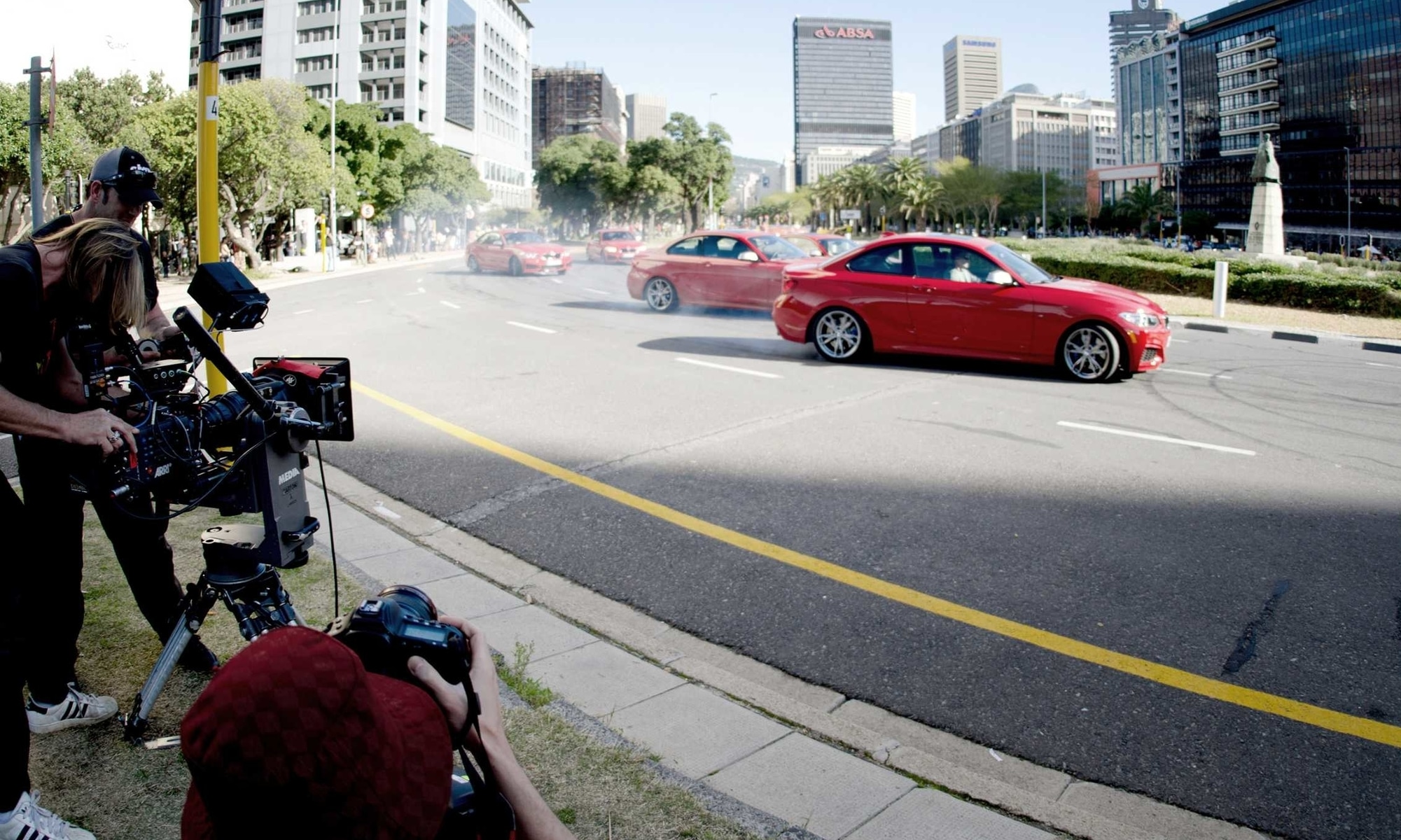 filming BMW drift mob commercial