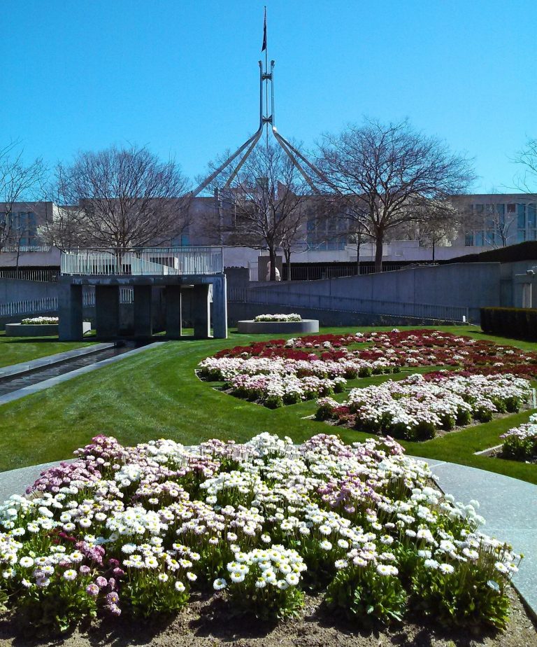 parliament house from the public garden at rear of building