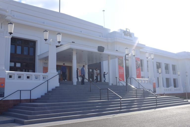 the steps at the front of old parliament house