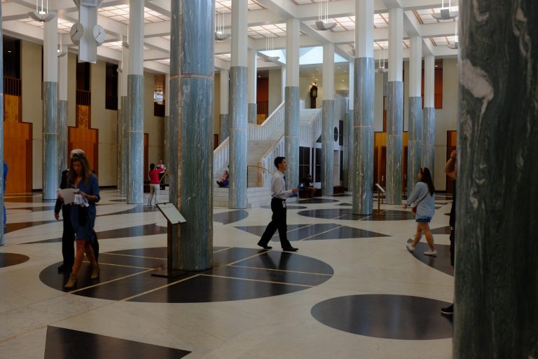 view of the front entrance hall at parliament house