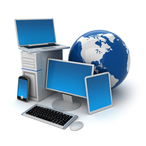 abstract technology devices and a globe