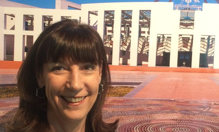 karenne on forecourt of parliament house