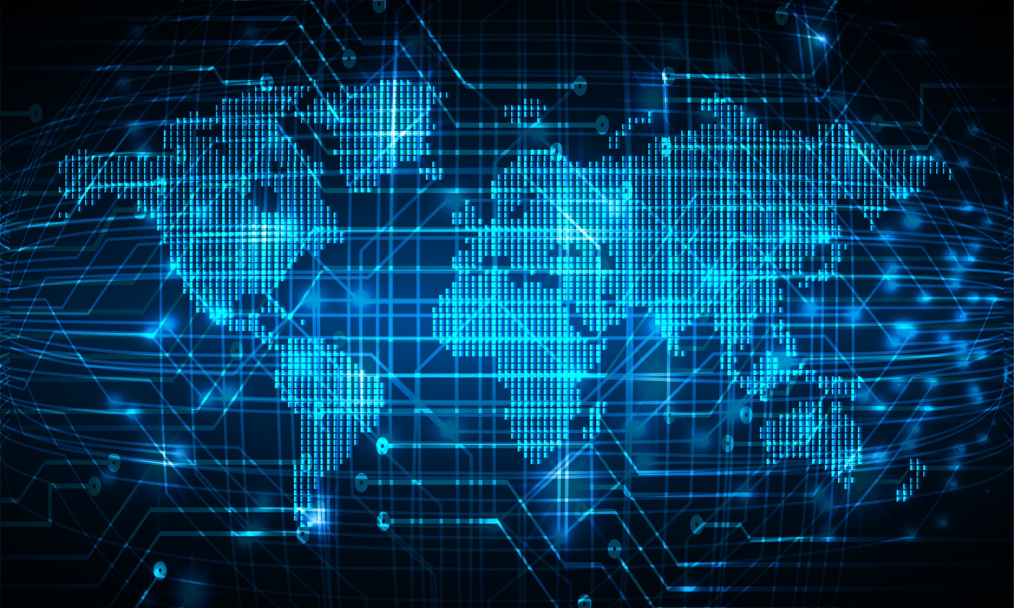 an abstract of the world map, with a lot of connection lines